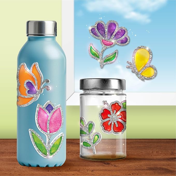 Imagimake DIY Jelly Stickers - Flowers & Butterflies, 10 Stickers, Art Kit | Paint, Peel & Stick Painting Activity for Kids, Birthday Gift for Boys & Girls Ages 3,4,5,6,7 Years Old