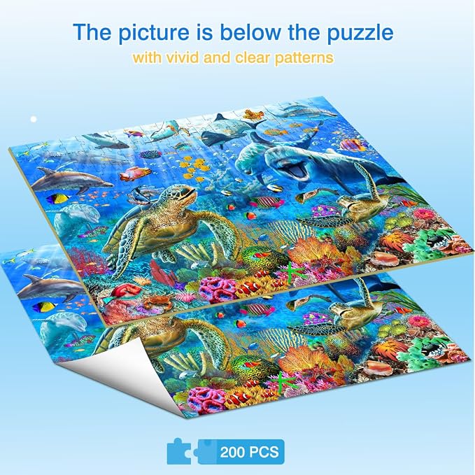 Puzzles for Kids Ages 6-8 & 8-10, 200 Piece Ocean Adventure Jigsaw Puzzle | Educational Learning Toy Jigsaw Puzzles for Kids Ages 10-12, Great Birthday & Holiday Gift for Boys and Girls, Home Decor