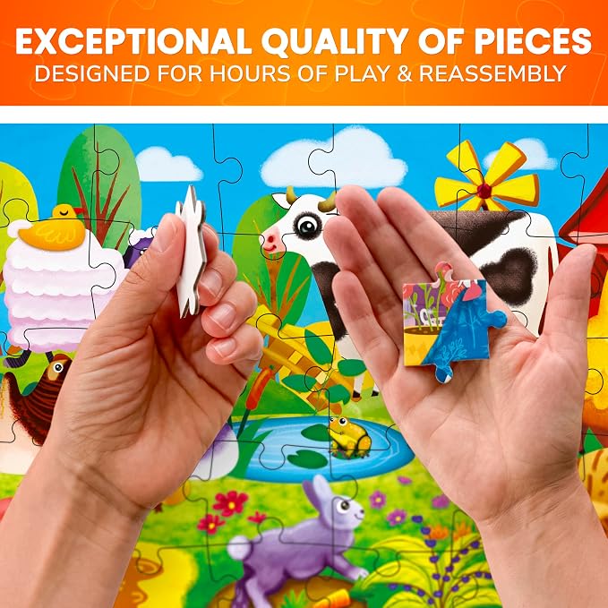 30 Piece Puzzles for Kids 3-5 - 4 Jigsaw Kids Puzzles Ages 4-6 | Animal Learning Jigsaw Puzzle for Kids 4-6 Years Old - Educational Toys for Toddlers Boys and Girls