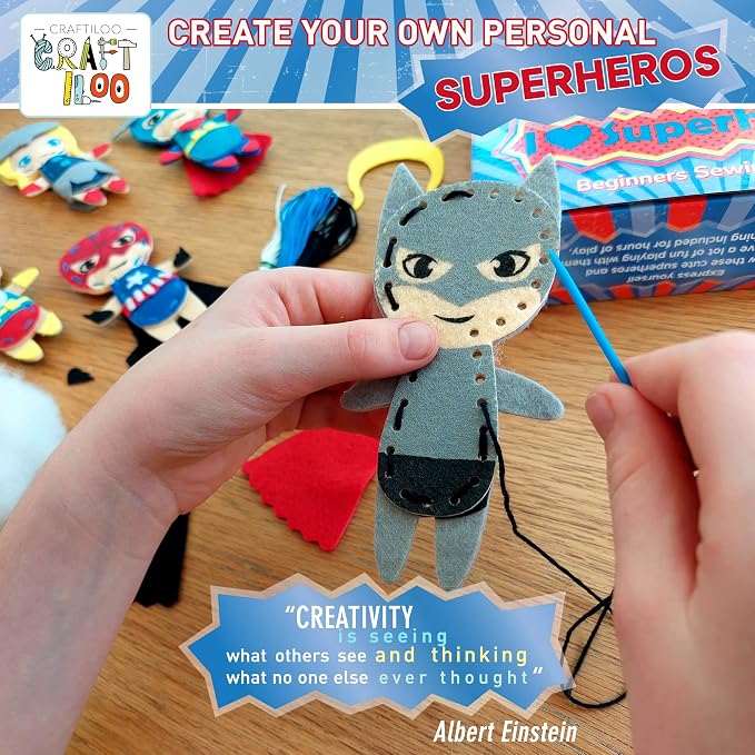 Superhero Sewing Kit for Little Kids - 5 Easy Felt Beginner Projects