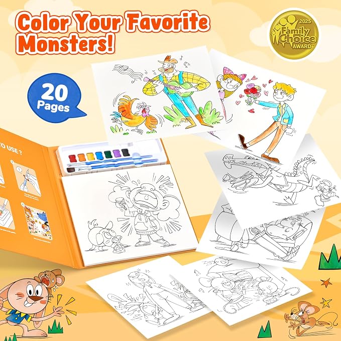 JoyCat Paint with Water Coloring Books for Toddlers (Comics) | Watercolor Painting Set for Kids Ages 3-5 & 4-8, Arts & Crafts Drawing Activity Travel Toy, Birthday Gifts for Boys & Girls