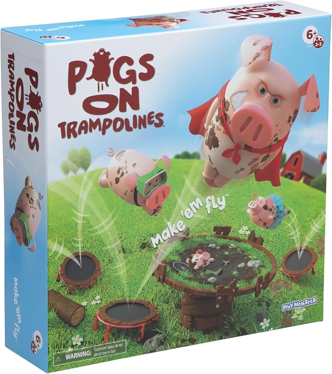 Pigs on Trampolines Board Games for Family Night Hand-Eye-Coordination Game | Family Game, Kids Games, Multi-Player, Board Games for Family Night, Preschool Toys, Hand-Eye-Coordination Game