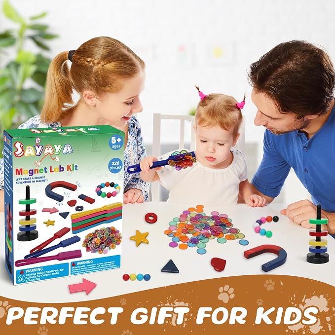 SAYAYA 228 PCS Magnetic Science Kit for Kids - Magnetic Balls, Bingo Wands with Chips, STEM Learning Set Magnet Toys for Classroom, Back to School Supplies, Educational Activities Gift for Boys Girls