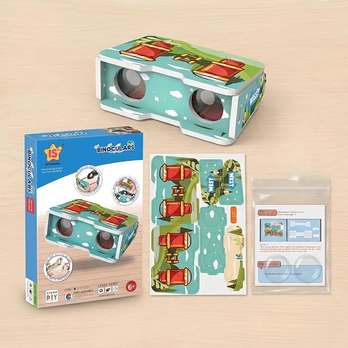 STEM DIY Binoculars Kit - Build & Explore Optics, Astronomy | Build a real working binoculars! Explore convex & concave lenses. Perfect for budding astronomers. Hands-on physics fun!