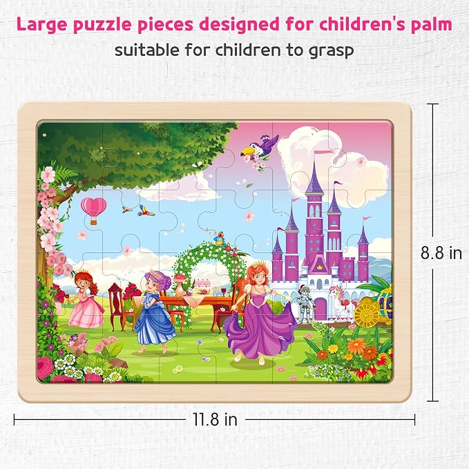 SYNARRY Large Unicorn Mermaid Princess Fairy Wooden Puzzles for Girls 4-6 | Unicorn Mermaid Puzzles for Kids Ages 3-5, Birthday Gifts for Girls, Educational Princess Fairy Toys, Screen-Free Play