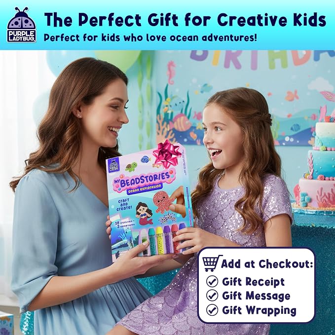Magical Bead Painting – Birthday Gifts for Girl and Boy Ages 6-8 Years Old, Bead Art & Craft Set, Beads Pen & Painting Activities, Creative Arts & Crafts Ocean Theme Kit with Fun Designs
