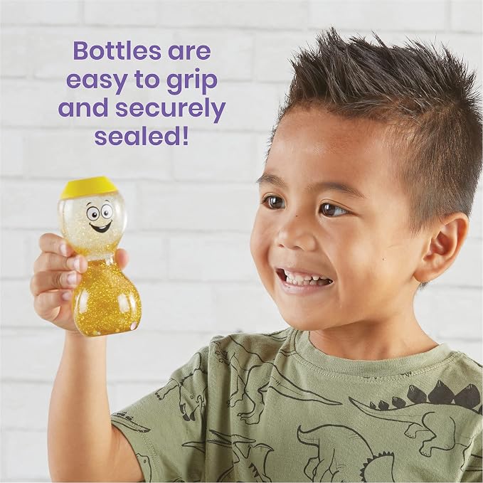 hand2mind Express Your Feelings Sensory Bottles-Primary Emotions | Toddler Sensory Toys, Quiet Fidgets for Classroom, Calm Down Corner Supplies, Social Emotional Learning, Mindfulness for Kids