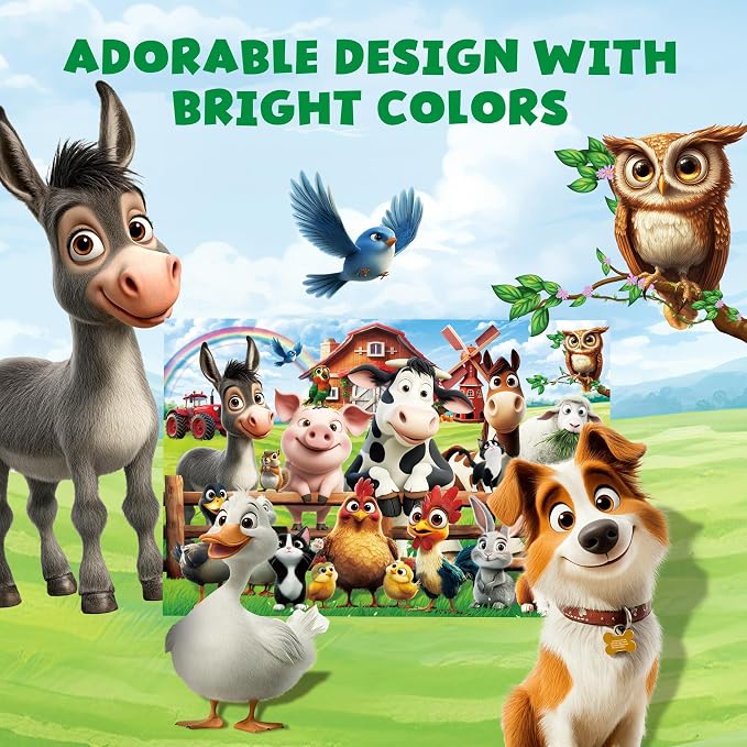 BenBen Floor Puzzles for Kids, 48 Piece 2 x 3 feet Farm Animals Puzzles for Kids Ages 4-6, Large Jigsaw Puzzles for Toddlers, Birthday Gift for Girls Boys