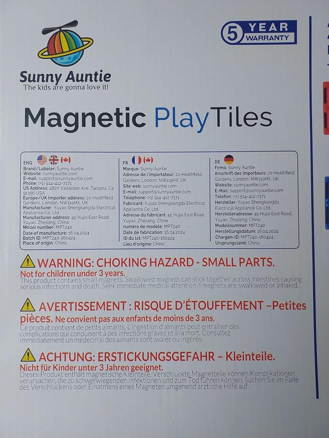 SUNNY AUNTIE Magnetic Tiles STEM Toys Building Set, Ages 3+ - 240 Pieces | Magnetic Tiles Building Toys, STEM Toys, Magnetic Blocks Construction Set, with 2 Cars & Guide Booklet for Kids Ages 3+
