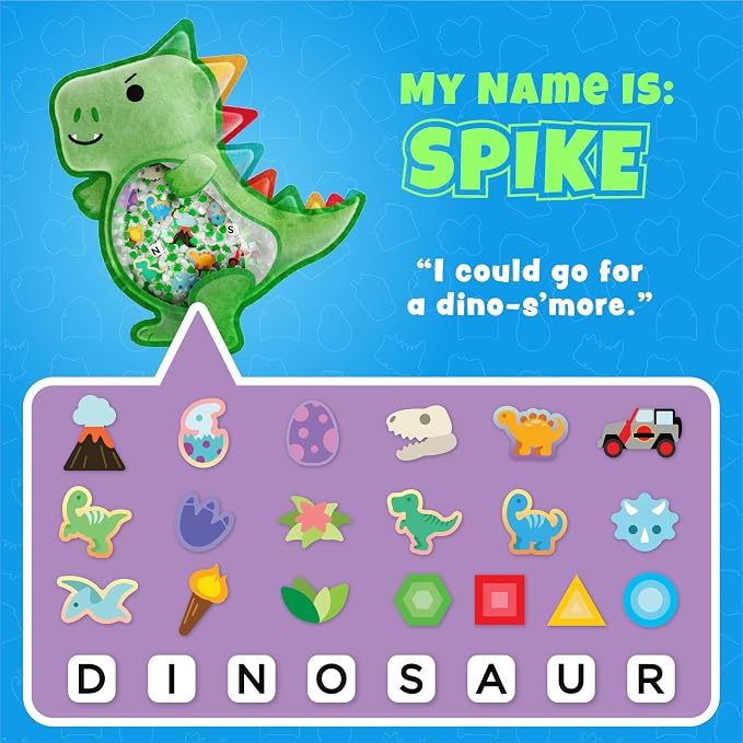 Vango BIZYBOO Spike - Seek & Find Plush Travel Toy for Kids Ages 2+ | 25+ hidden objects to search, matching picture & word card, handheld sensory play, fine motor skills, quiet car & plane rides