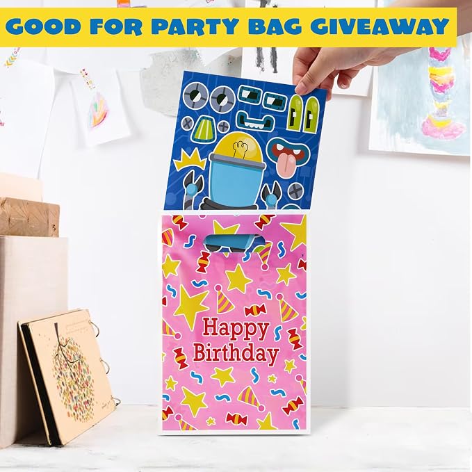 JOYIN 36 Sheets 9"x6" Make a face Stickers for Kids, Make Your Own Robot Stickers, Crafts Birthday Party Favors, Goodie Bags Classroom Activities
