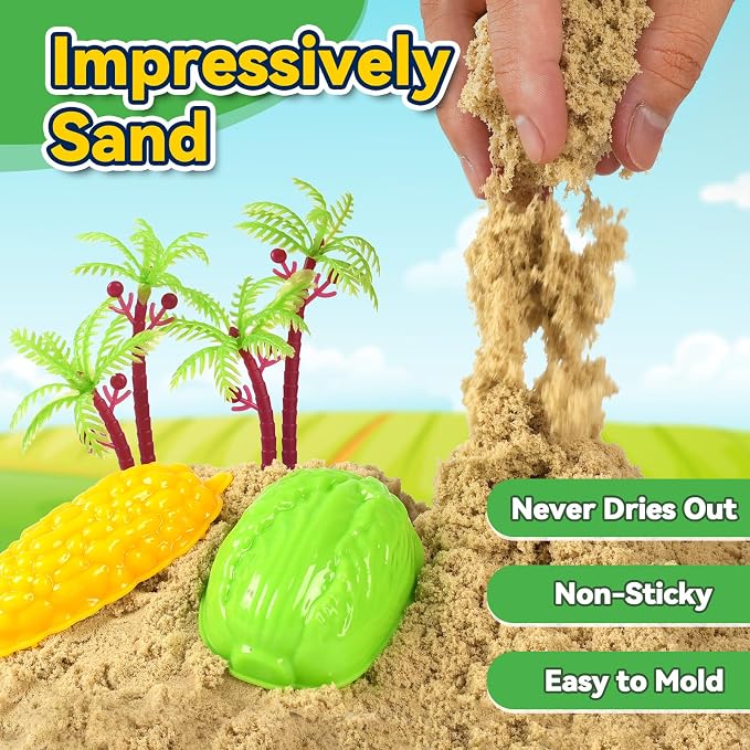 Farm Play Sand Toys for Toddlers, 45PCS 2.65Lbs Sensory Sand Set, Kids 3-7 Indoor Outdoor Toys, Christmas Birthday Gift for Boys Girls