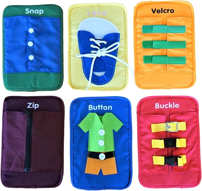 Learning to Dress Busy Board, Montessori Fine Motor Toy for Toddlers
