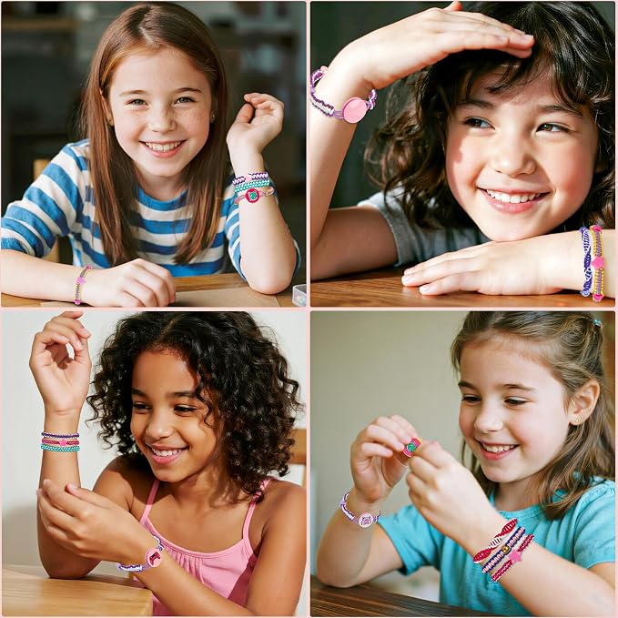 Cmiolacuna Friendship Bracelet Kit for Girls 8-12, 3-Layer Storage Box | Complete Friendship Bracelet Kit With String, Beads and Buttons, Plus a 3-Layer Storage Box to Keep Every Supply Sorted