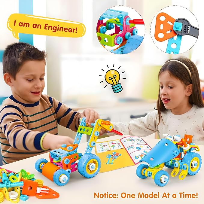 MOONTOY STEM Toys for 3 4 5 6 7 8+ Year Old Boy Birthday Gift, Building Toys for Kid Age 4-8 5-7 6-8 8-12, Preschool Educational Stem Kit Creative Activities for Boys Girls Christmas Idea Gift 118pcs