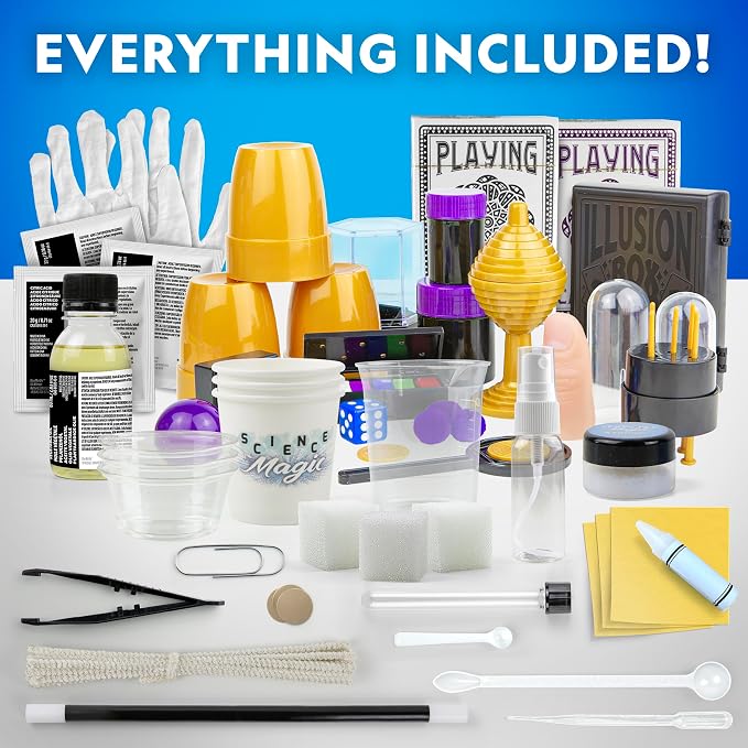 National Geographic Epic Magic Kit with 175+ Tricks for Kids 8-12 | 75+ Illusions, 100+ Science Experiments, 75+ Video Lessons from a Professional Magician, STEM Activities, Birthday Gift