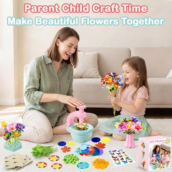 Fabric Flower Bouquets Toys for 3+, Flower Making Kit, DIY Arts and Crafts | DIY arts & crafts activity for preschool toddlers, Screen-free craft gifts for craft-loving girls 3-6+, Home classroom toys