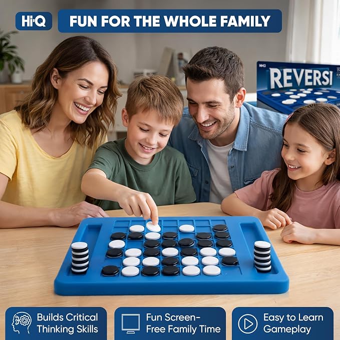 Reversi Board Game for Kids & Adults 14x10x2 Inches – Othello Classic Board Game - with 64 Reversible Discs & Built-in Storage – Strategy Board Game, for Boys & Girls