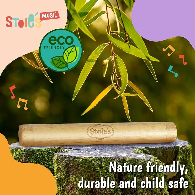 Stoie's 13.8" Wooden Rainstick - Support Auditory Memory, Coordination and Fine Motor Skills - Soft, Calming Sound for Relaxation - Lightweight and Portable - Durable, Kid-Safe Materials