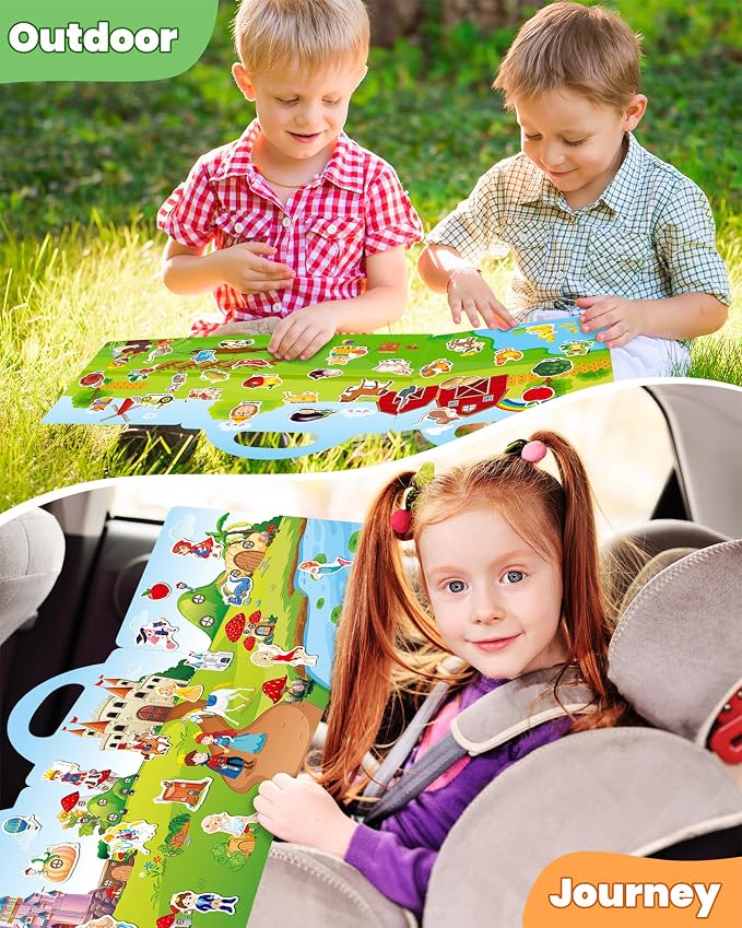 Walenced Reusable Sticker Book for Toddlers, Stickers for Kids, Toddler Toy | Toddler Craft Activities, Toddler Travel Toys, Boy Girl Birthday Gifts, Airplane Travel & Road Trip Essentials Kids
