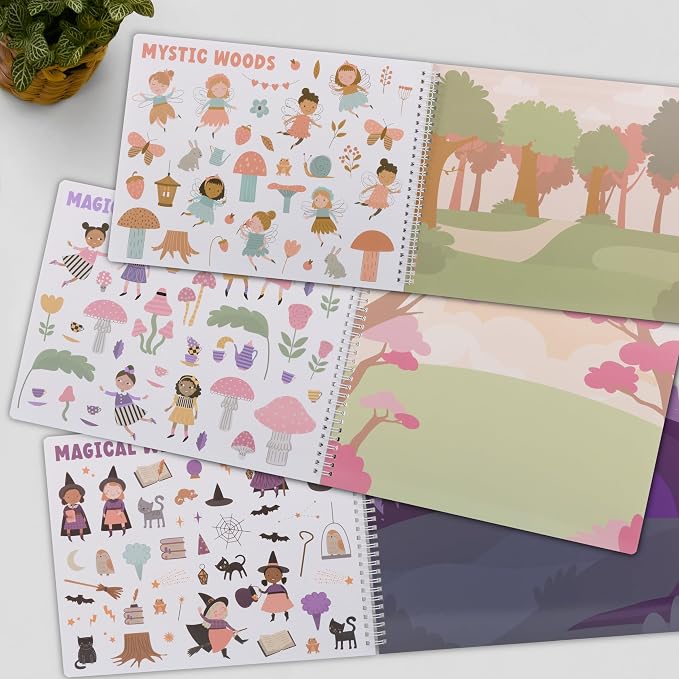 Fun Sticker Book for Toddlers 2-4 Years - Kids Activity Book with 12 Themes | Beautiful Stickers Entertain Toddlers Ages 2-4 or 4-8 While Traveling - Incl. Princess, Unicorn & Coloring Pages