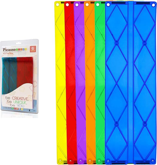 PicassoTiles 6 Piece Ramp Expansion Pack, Magnetic Tile Ramps for STEM Sets | Slope pieces add height, BPA-free non-toxic build, boosts hand-eye coordination skills, quick-connect design, screen-free fun