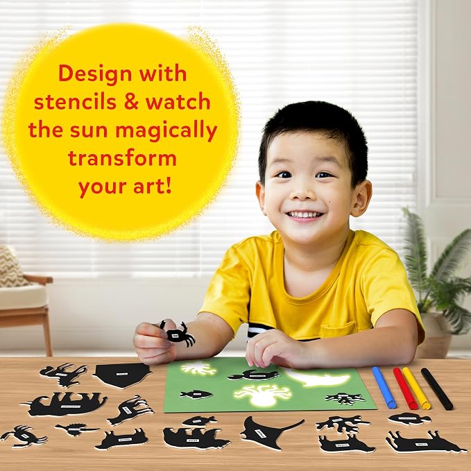 Skillmatics Magical Sun Art – Animals, STEM Paper Craft Kit, Gift for Kids | Decorative Paper, Animal Stencils & Markers, Create with Sunlight, Mess-Free, Gifts for Ages 4, 5, 6, 7, 8, 9, 10, 11, 12
