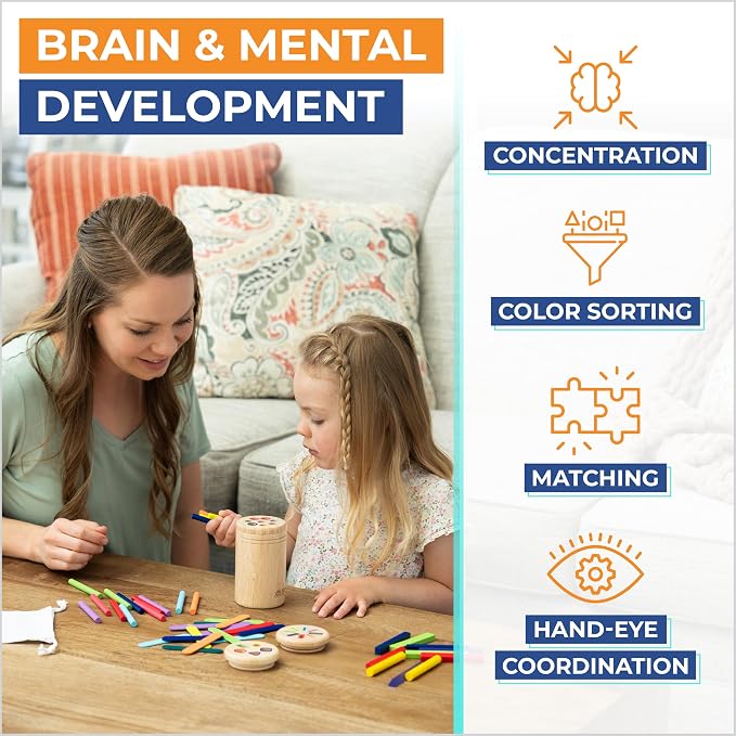 Toddler Montessori Toys, Wooden Color Sorting, Fine Motor Toys for Toddlers | 4 Interchangeable Lids, Stays Locked When Turned, Travel-friendly, Independent Play, Motor Skills Through Play