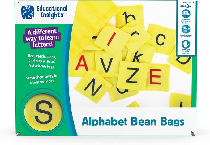 Educational Insights Alphabet Beanbags - ABC Learning Toys for Kids Ages 3-5, Toddler Letter Learning, Alphabet Toys and Phonics Manipulatives for Preschoolers, Gross and Fine Motor Sensory Letters