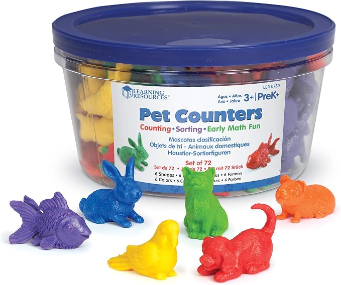 Learning Resources Domestic Pets Counters - Counting and Color Sorting, Toddler Activities Toys, Sensory Bin, Montessori, Fine Motor Skills, Manipulatives for Preschoolers, Gifts for Boys and Girls