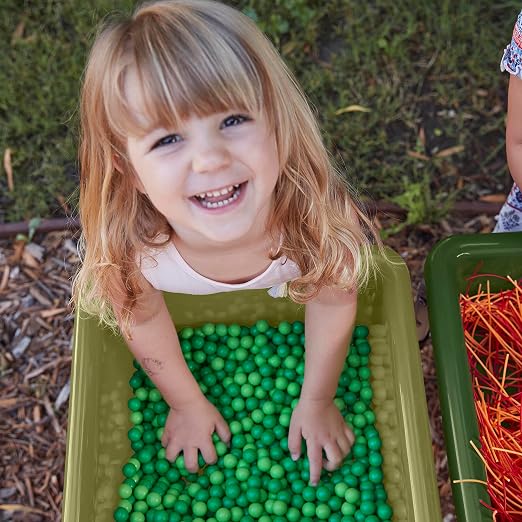 ECR4Kids 2-Station Sand and Water Adjustable Play Table, Sensory Bins, Fern Green/Hunter Green | Durable plastic/steel, GREENGUARD Gold Certified, 3-5 years, 80 lb capacity, adjustable legs, easy-lift lids, indoor/outdoor