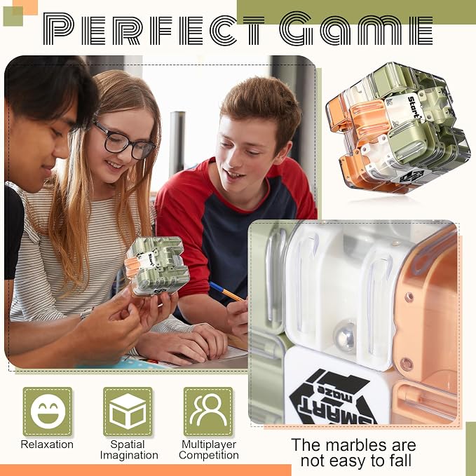 2 Sets Large Labyrinth 3D Maze Cube Puzzle Maze Game Gravity 3D Puzzle Cube Brain Teaser Ball Games for Kids Education Sensory Toys Gift for Adults (Classical,Green)