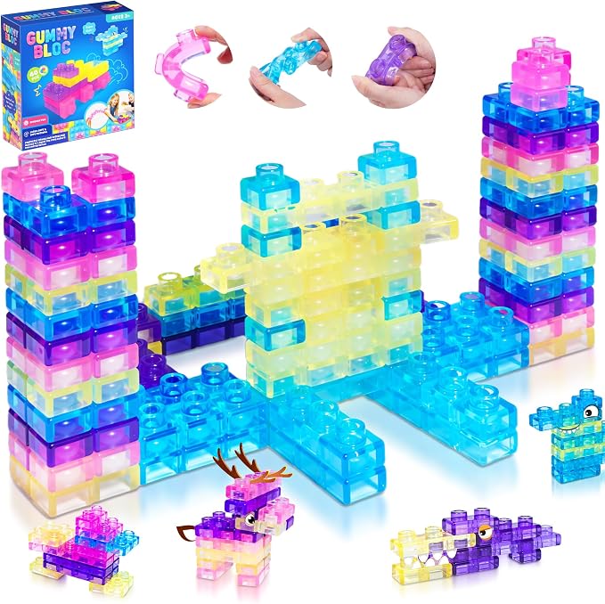 40 PCS Sensory Soft Building Blocks for Toddlers Kids, Squishy Stacking Toy | Preschool Educational Creative Play, Montessori Squeezable, Stretchable Early Learning Construction Playset, Puzzle Blocks