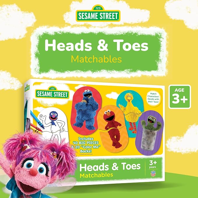 MasterPieces Kids Games - Sesame Street Heads & Toes Matching Game - Fun and Educational - Laugh and Learn | Fun and Educational, Laugh and Learn