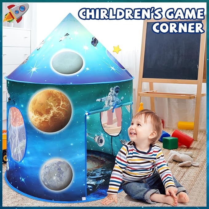Kaivee Space World Play Tent Pop Up Kids Indoor Sensory Playhouse Children Foldable Kids Tent for Boys Girls Toddler as 3 4 5 6 7 Years Gift as Birthday Christmas Toys