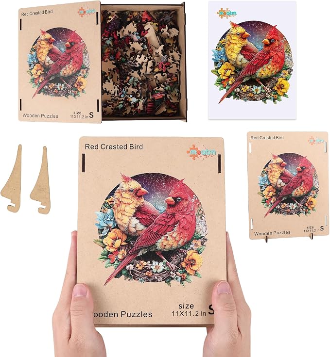 MEATRN Puzzles for Adults, Winter Cardinals Wooden Puzzles, 508 Pcs | Fun Educational Christmas Decorative Gift, Relaxing Wood Puzzle Game for Family & Friends, 16.5x16.7 in