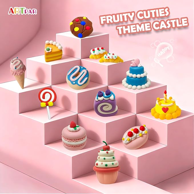 ARTPAR Air Dry Clay Kit,12 Desserts Modeling Magic Clay for Kids Craft Kit | Ultra-Light & Soft, Safe and Non-Sticky | Cute DIY Art & Crafts Fun Kitchen Toys, Home Party Favors Gifts for Boys & Girls