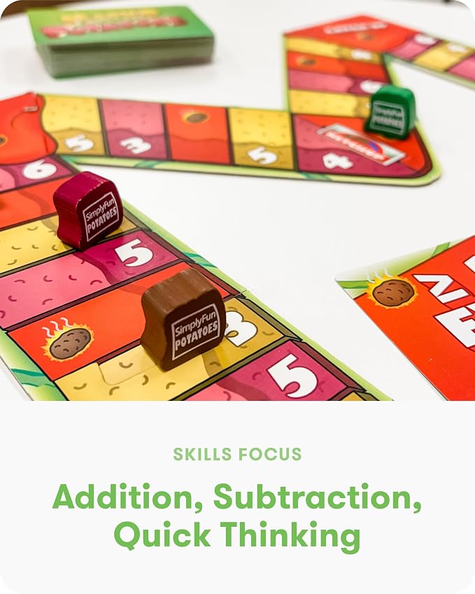 SimplyFun Math’d Potatoes Board Game, Math Game for Kids Ages 8+, Educational Dice Game with Addition and Subtraction - Fun Math Challenge for 2-4 Players