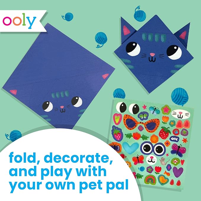Ooly DIY Paper Origami Kit, 24 Animal Designs & Stickers | Ages 6+, Includes 12 Completed, 6 Blank, and 6 Coloring Folding Pet Origami Designs, Fun Screen-Free Craft Activity for Kids