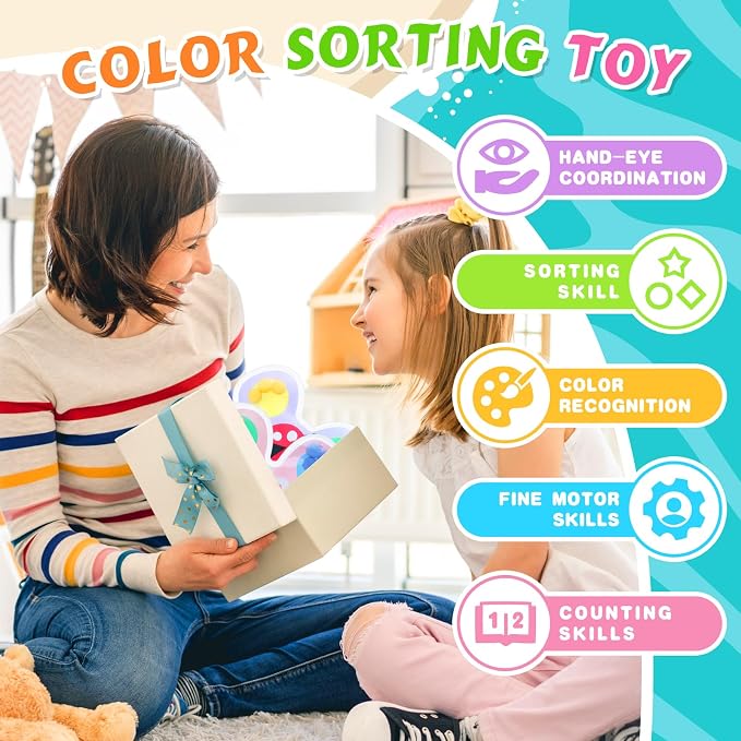 4PC Color Sorting Sensory Toys for Kids : Fidget Toys for Kids Toddler, Sensory Toys for Autism, Fine Motor Skill Games Learning for Toddlers, Color Matching Fidget Toys for Calm Down