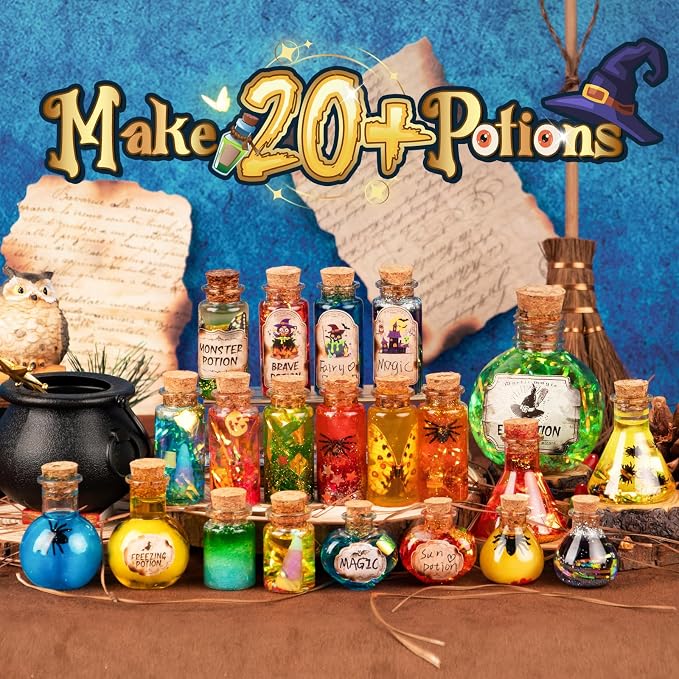 Alritz Science Potion Kits with Cauldron for Kids Ages 8+ | 23 magic mix bottles, witches cauldron, fun science experiment, party activity toy