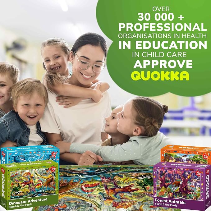 100 Piece Puzzles for Kids Ages 6-8 - 4 Jigsaw Kids Puzzles Ages 4-6 | Search and Find Educational Puzzles for Kids Ages 8-10 with Animals and Dinosaurs - Learning Kids Puzzles Ages 5-8