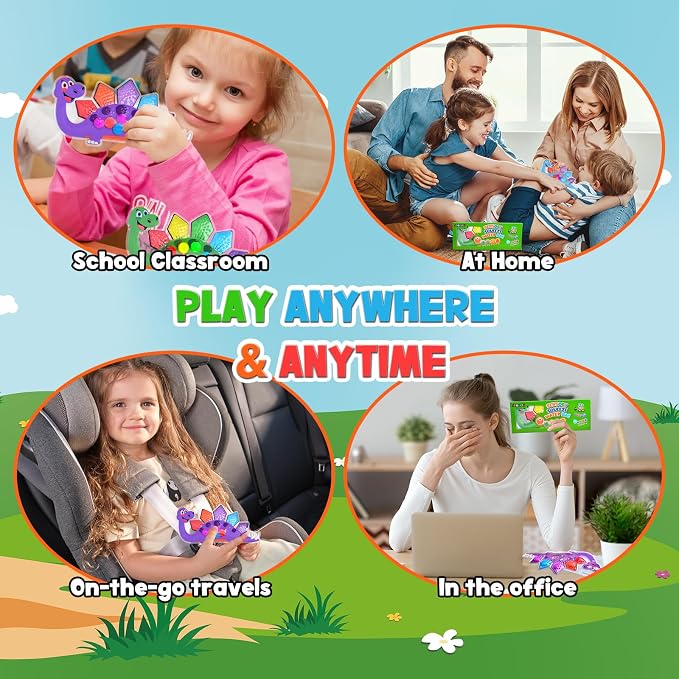 3Pcs Dinosaur Color Sorting Sensory Toys for Kids with Autism Toddler Toys for Airplane Travel Road Trip Montessori Toys Fine Motor Skills B Easter Basket Stuffers Gifts for Kids Boys Girls