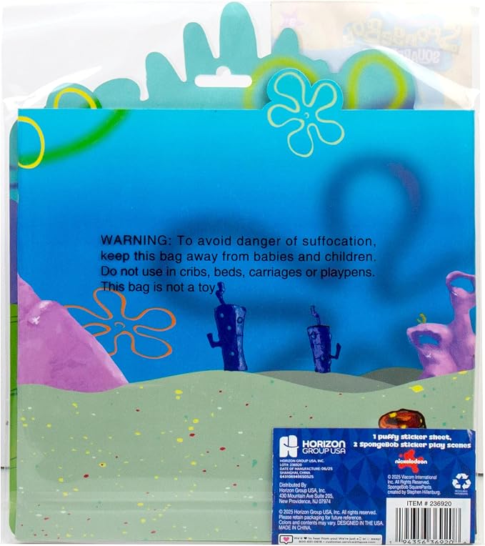 Horizon Group USA Puffy Sticker Playset for Kids, Spongebob