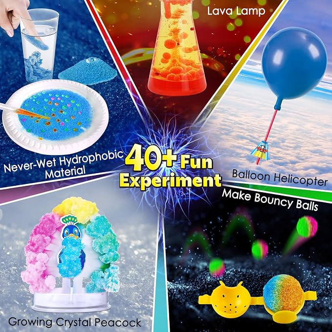 UNGLINGA 40+ Experiments Science Kit for Kids Chemistry Set STEM Toy | Reaction, Magic, Fun, Educational Toy Gift Idea, for Boys and Girls Birthday, Christmas, S.T.E.M Scientist Learing Toy