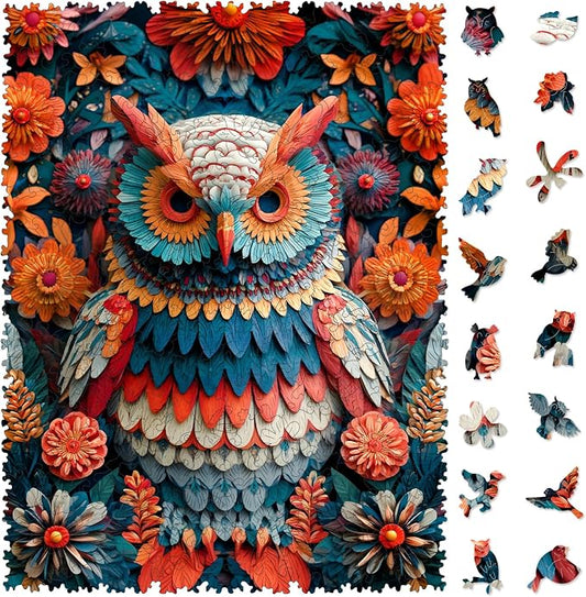 MEATRN Wooden Puzzles for Adults, 200 Pieces Owl Wood Puzzles | Forest Wildlife Animal Theme Jigsaw Puzzles, Relaxing Family Game & Creative Gift, 9.5x12.6in