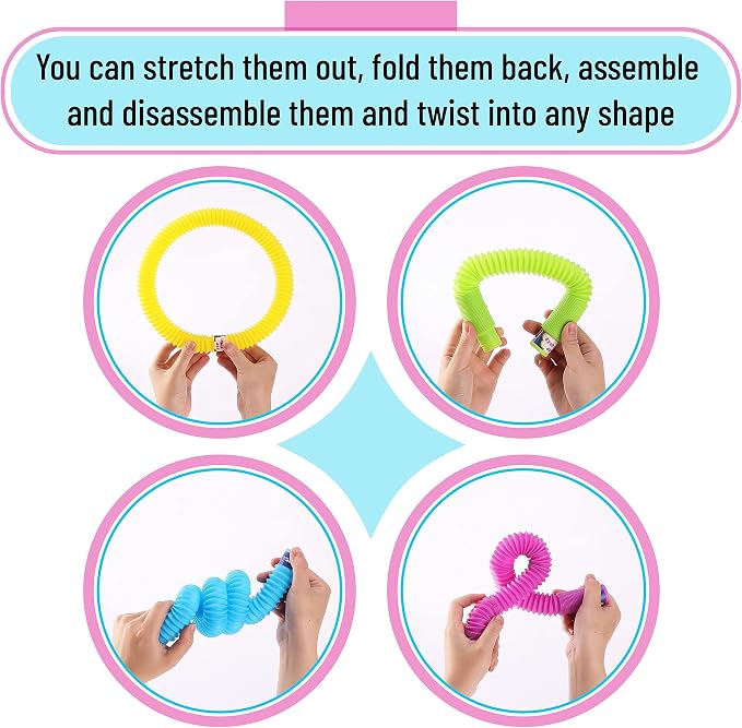 Mr. Pen- Pop Tubes Sensory Toys, 6 Pack, Large, Pop Tubes