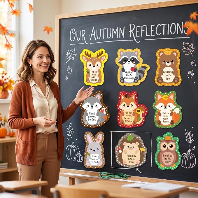X1zuue Kids Lacing Cards, Fall Animal Sewing Card Kit, Religious Lacing Toy | 9Pcs Double Sided Sewing Cards Imagination Development Lacing Toys Games Kits for Toddlers Educational Learning Activity