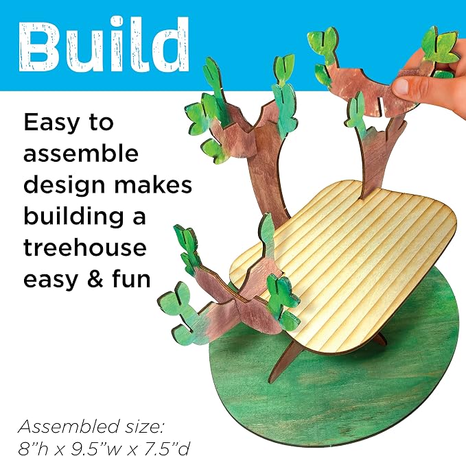 Creativity for Kids Build and Grow Tree House Craft Kit - Treehouse Playset Toy for Boys and Girls, Classic Toys for Kids (Ages 6+)