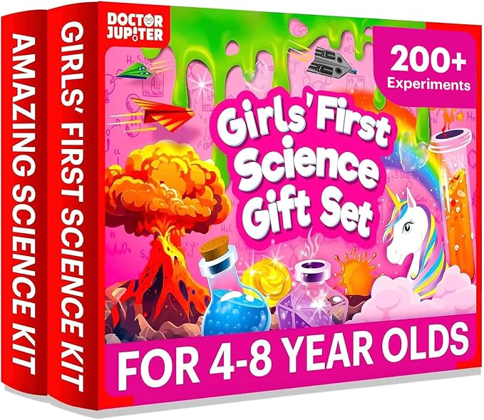 Doctor Jupiter Girls’ First Science Gift Set for Ages 4+, Birthday Gift | Set of Girls' First Science Kit & Amazing Science Kit, 200+ Experiments, Birthday Gift Ideas for Girls Ages 4,6,7,8, STEM Toy